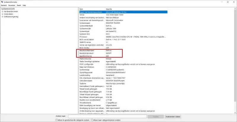 Fabrikant en type moederbord