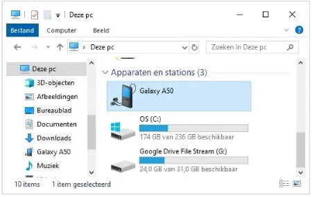 Apparaat zichtbaar in Windows Verkenner