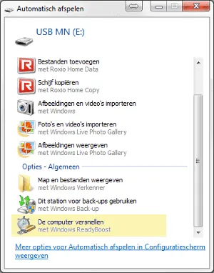 Readyboost inschakelen voor snellere pc