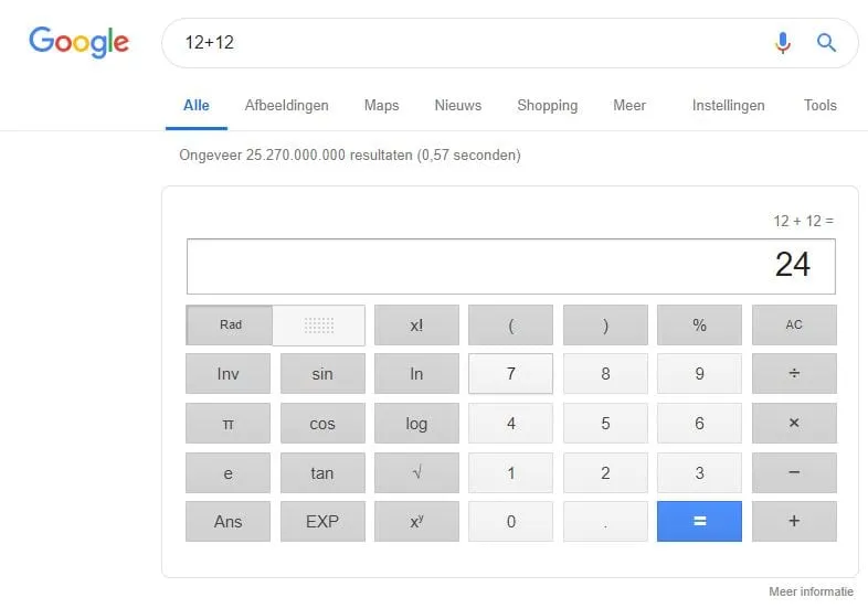 Google gebruiken als calculator