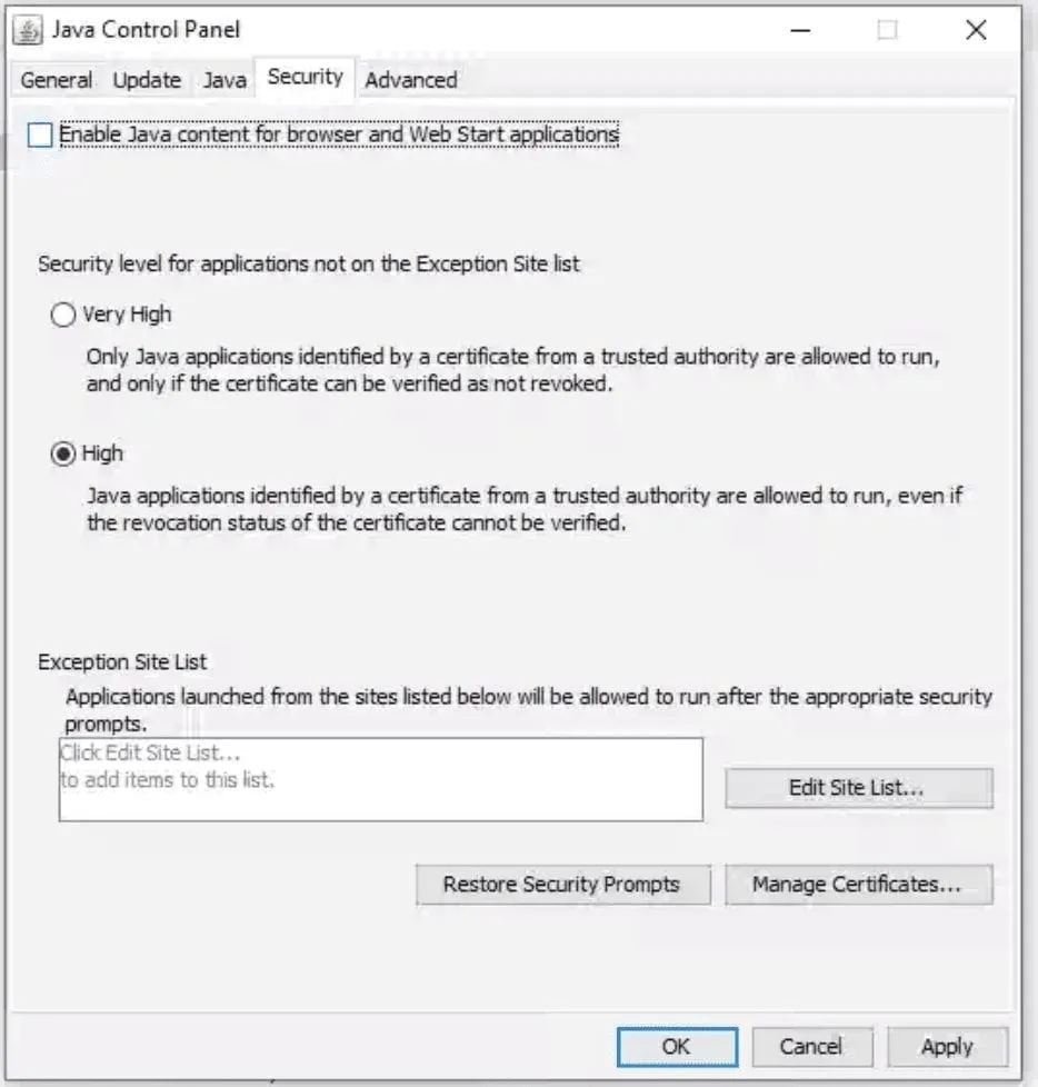 Java uitschakelen in Windows