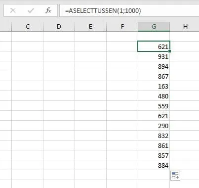 ASELECTTUSSEN functie in Excel