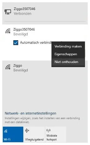 Wifi-netwerk verwijderen uit Windows 10
