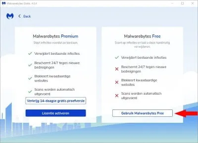 Malwarebytes Free gebruiken