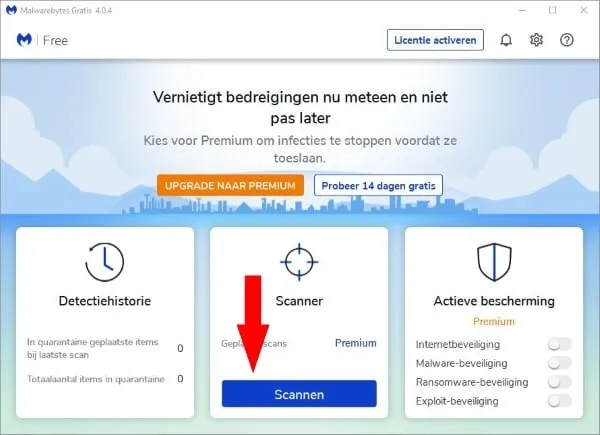 Malwarebytes gratis scannen op malware
