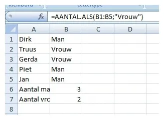 Formule aantal als in Excel