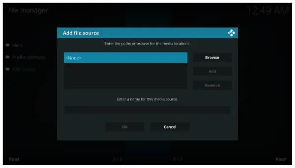 Bron selecteren in Kodi