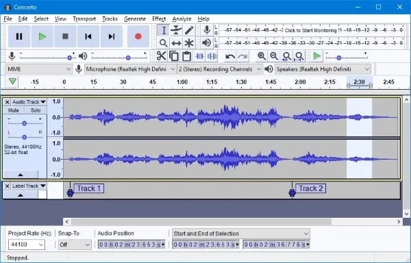 Geluiden bewerken in Audacity