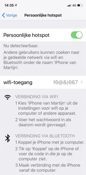 Hotspot instellen iPhone