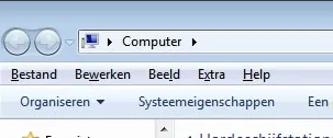 Menubalk in Windows Verkenner