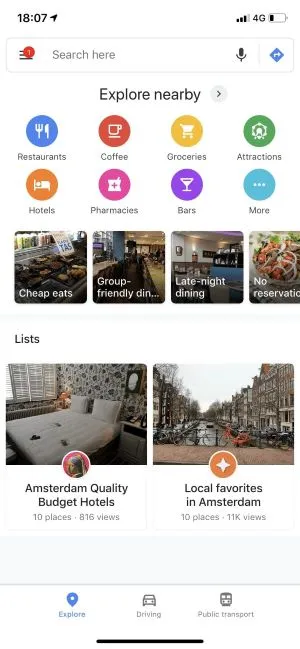 Omgeving verkennen met Google Maps