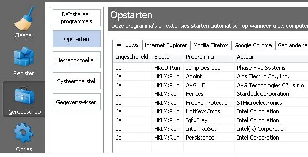 Opstartprogramma's opschonen