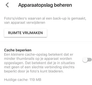 Ruimte vrijmaken Google Fotos
