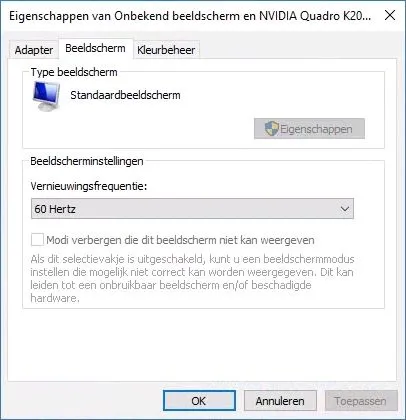 Vernieuwingsfrequentie aanpassen