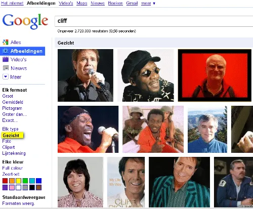 Gezichten zoeken in Google