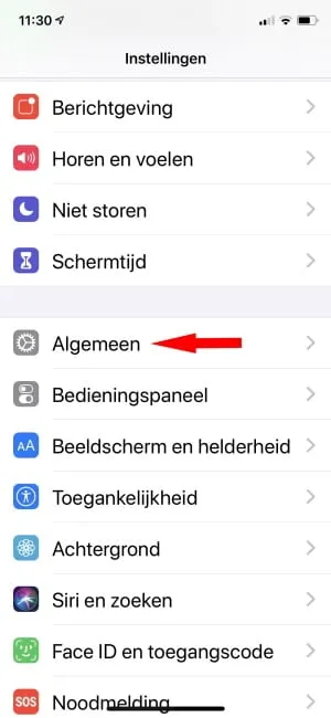 Algemene instellingen iPhone