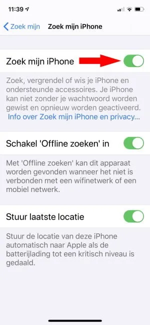 Zoek mijn iPhone uitschakelen