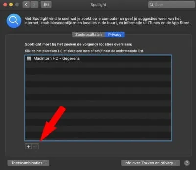 Spotlight opnieuw indexeren