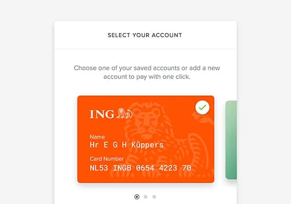 Voorbeeld van het rekening selecteren met ING rekening