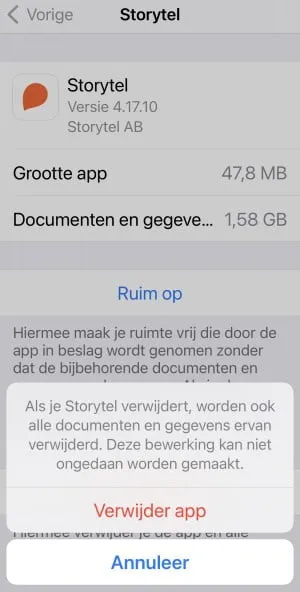 App verwijderen en cache legen op een iPhone