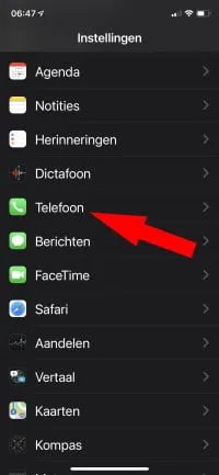 Telefoon instellingen openen iPhone