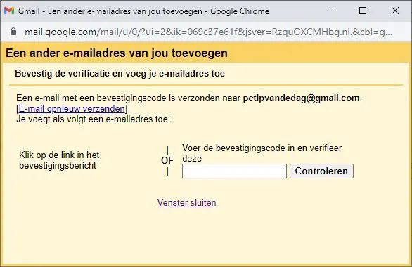 De bevestigingscode invoeren om te verifiëren dat jij eigenaar bent.