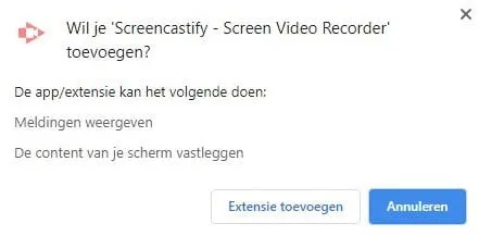 Als de extensie betrouwbaar is kun je op de knop Extensie toevoegen klikken.