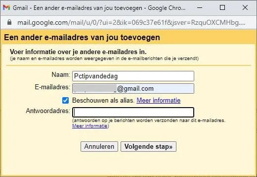 Extra e-mailadres toevoegen aan jouw Gmail account.