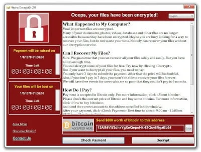 Melding van WannaCry ransomware