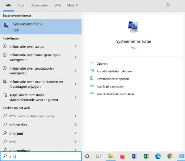 windows 11, systeeminformatie zoeken