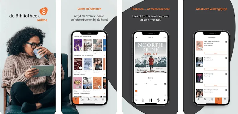 Screenshots van online bibliotheek in de app store